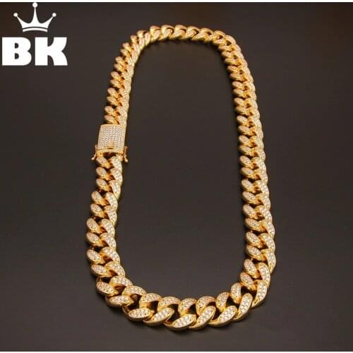 THE BLING KING 20mm CZ Cuban Chains Gold Prong Miami Cuban Chocker Big Lock Cubic Zirconia Necklace Chain