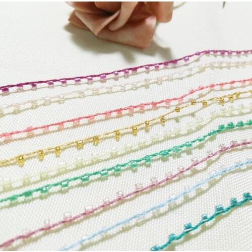 1M Blue Green Sequin Green Orange Black White Crystal Bead Fabric Gold Lace Beaded Trim Sewing Applique Trimmings For Dresses