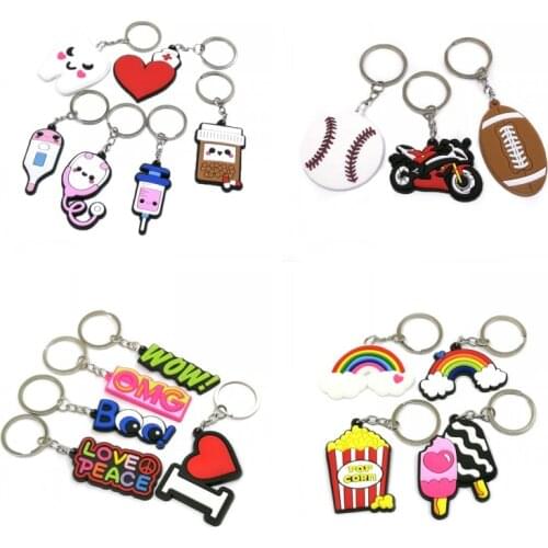 1PCS Hot PVC Key Ring Rainbow Keychain Organizer Medical Key Holder Desk Accessories Toy Pendant Office School Supply Xmas Gift