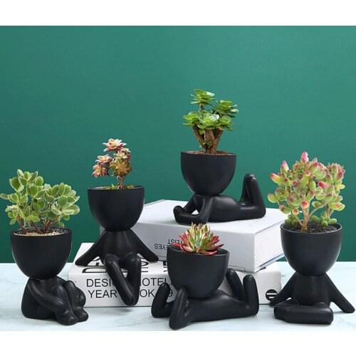 1pc Nordic Creative Ceramics Little People Body Art Flower Pot Desktop Window Crafts Home Decorat Ornaments