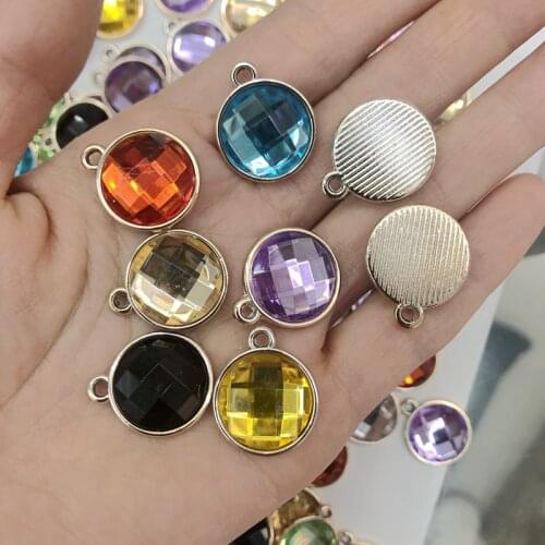 10pcs/Lot Acrylic Drilling Round Charms Plastic Accessory For Necklace Earring Keychain Jewelry Making DIY Bracelet Findings