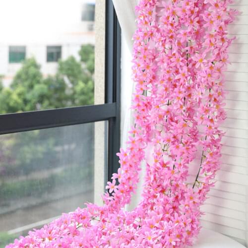 126 flowers 1pcs silk rose wedding decoration ivy rattan artificial flower arch decoration and green leaf wall garland