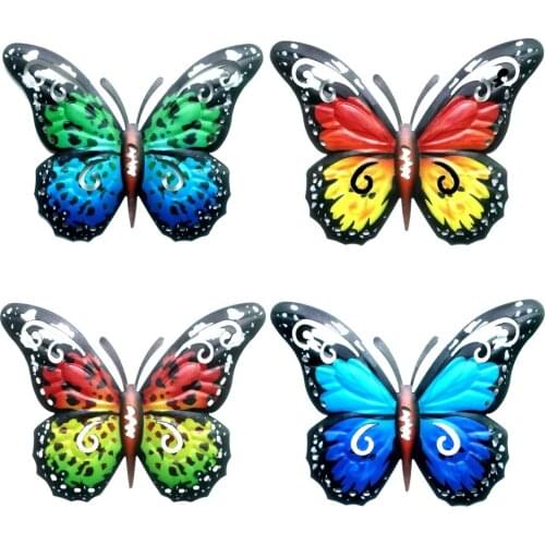16.5cm Metal Wrought Iron Sculptures Butterfly Garden Wall Hang Butterfly Pendant Indoor Outdoor Home Garden Decoration