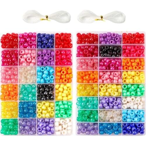 1900 Pieces Plastic Beads Pony Seed Beads for DIY Bracelets Necklace Anklet Bangles Jewelry Making Earring Finding Crafts Gift