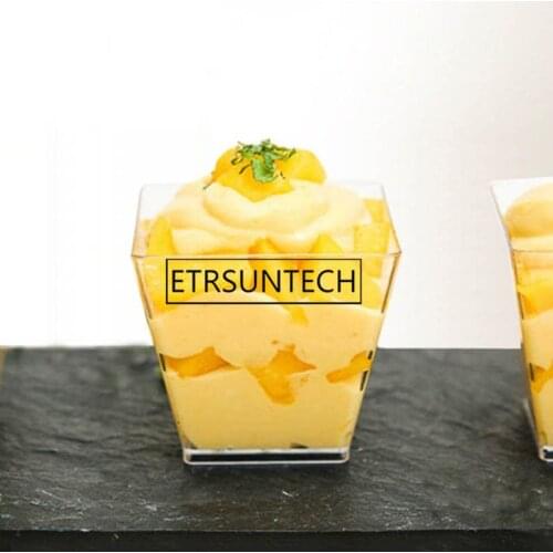 200sets 270ml Transparent Dessert Cups Disposable Ice Cream Cup Jelly Pudding Mousse Cup For Home Shop With Lid