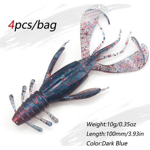 4pcs/bag Soft Lures 100mm Jigging Lures Silicone Worm Soft Fishing Baits Shrimp Bass Carp Artificial Tackle