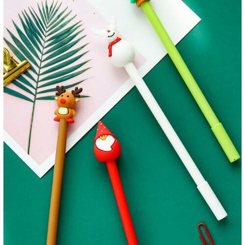 4 pcs Merry Christmas gel pen 0.5mm roller ball pen Black color Signature writing Office School party supplies Stationery EB042