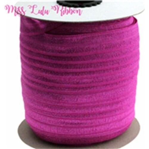 5/8"16mm solid color matt fold over elastic ribbon garden rose foe ties headwear wedding gift wrap decoration crafts 50yards