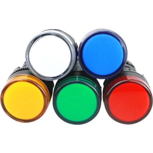 5V 12V 24V 110V 220V 22mm Panel Mount LED Power Indicator Pilot Signal Light Lamp