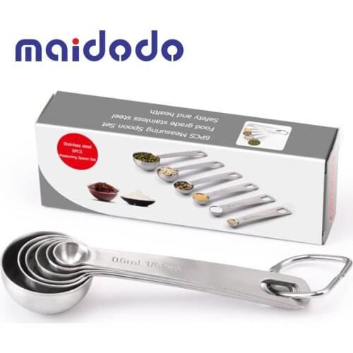 6pcs/set Multipurpose Food-grade 430 Stainless Steel Measuring Spoon Coffee Powder Spice Measure Scoop Kitchen Baking Tools