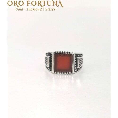 925 Streling Silver Mens Ring Square Agate Stone Fine Jewellery Trendy Gift For Him New Model 2021