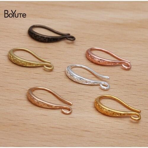 BoYuTe (50 Pieces/Lot) 10*15MM Metal Brass Carved Earring Hooks Handmade DIY Ear Hook Earring Accessories