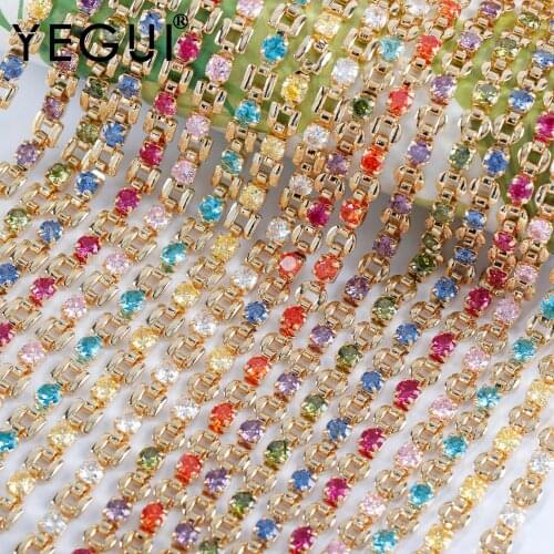 YEGUI C226,diy chain,18k gold plated,copper metal,zircons,jewelry findings,charms,jewelry making,diy bracelet necklace,50cm/lot