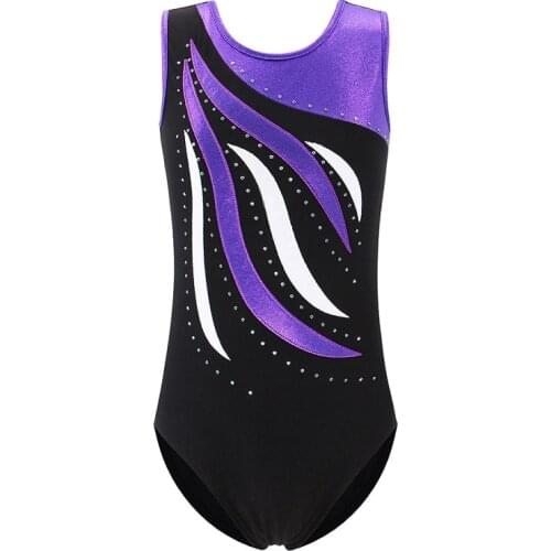 BAOHULU Black& Purple Stripe Toddler Girls Ballet Dress Athletic Dance Leotards Dress Ballet Gymnastics Leotards Kids Dace Wear
