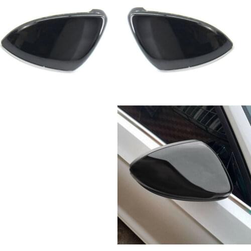 For VW Golf 7 Mk7 7.5 Gtd R L E-Golf Carbon Fiber / Gloss Black Rearview Side Wing Mirror Caps Cover