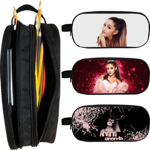 Double Layer 3D Ariana Grande Pencil Case Fashion High Quality Functionary Cosmetic Bags Boy Girl Pen Bag Students Storage Bag