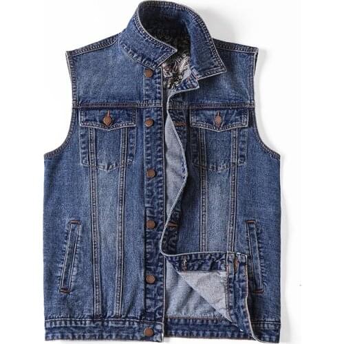 Plus Size 5xl 6xl 7XL Military Denim Vest Men Outdoors Cotton Multi Pocket Sleevless Jean Jacket Tactical Waistcoat Coat