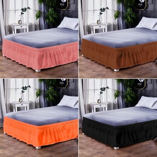 Ruffles Elastic home Wrap Around Bed Skirt Washable hotel Bedroom Decorative Bed Skirts Fit Easy Fade Resistant bed decor skirt