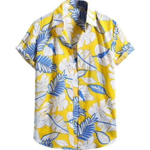 2021 Hawaiian Shirt Men Cotton Linen Print Shirts Short Sleeve Button Shirt Slim Fit Dress Blouse Top For Men Vintage Clothes