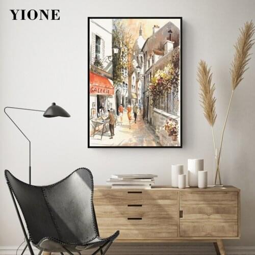 City Life Autumn Seine Street Oil Painting on Canvas Custom Art Landscape Posters and Prints Wall Pictures for Home Living Room