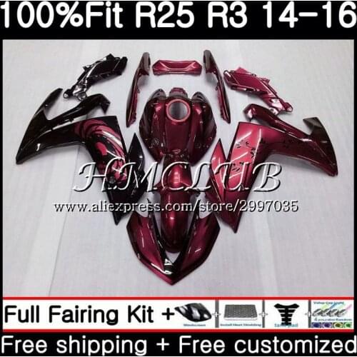 Injection For YAMAHA Wine red YZF-R3 YZFR25 2014 2015 2016 2017 10HC.2 YZF-R25 YZF R3 R25 R 25 YZFR3 14 15 16 17 Fairing kit
