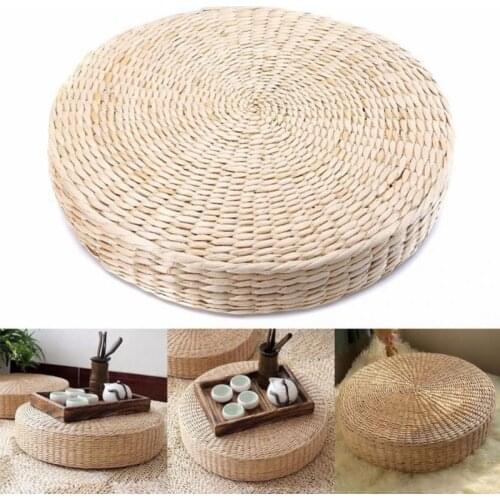 Round Straw Weave Seat Cushion Tatami Meditation Futon Handmade Pillow 40*6 cm Yoga Chair Japanese Style Seat Floor Mat