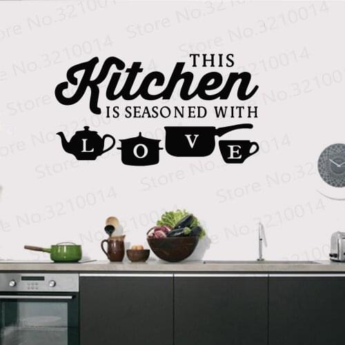 Kitchen is Seasoned With Love Letter Pattern Wall Sticker PVC Removable Home Decor DIY Wall Art Mural Decal PW327
