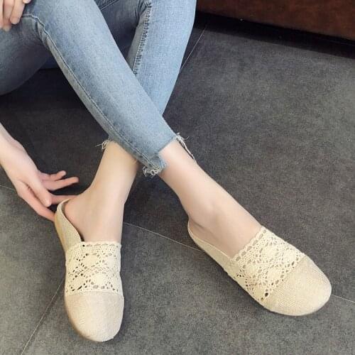 2020 Summer explosion female slippers half drag a pedal outside Stylish weave lightweight Fresh Mori Girls womens shoes U24-81