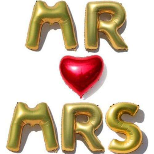 Fashion 16 inches Gold Letters "MR&MRS" Foil Balloon Party Wedding Decoration Balloon Event Party Supplies 7ZSH050