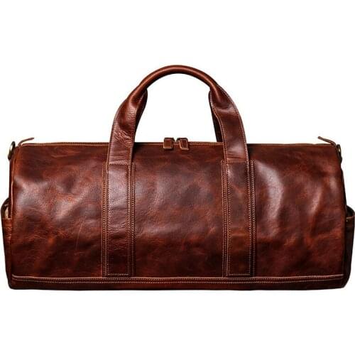 New Men Real Cow Leather 55 cm Big Travel Bags Carry on Luggage Bag Male Duffel Bag Casual Traveling Tote Large Weekend Handbag