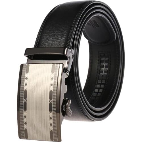 2019 Famous Brand Balck Belt Men Hot Sale Metal Automatic Buckle Cowhide Strap Male Brown Genuine Luxury Leather Belts Men