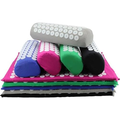 Non-Slip Acupressure Mats Yoga Acupoint Massage Mats and Pillow Cases Neck Back Foot Pain Stress Relief Acupuncture Massager