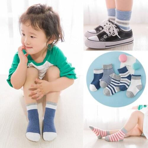 5 Pair=10PCS/lot Baby Socks Neonatal Winter Cotton stripes Kids Girls Boys Children Socks For 0-6 Year Boy Girl Socks
