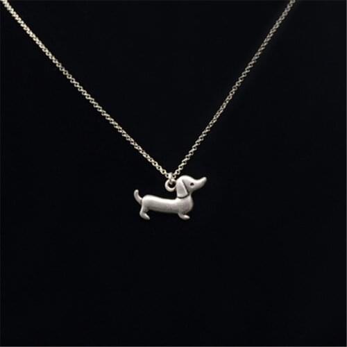 New Vintage cute Tiny Dachshund Pendant choker Necklace Boho Chic Sausage Dog Maxi Necklaces for women girls Christmas gift