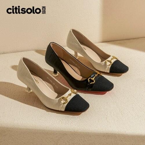 CW21Q1886A Citisolo Autumn Model on The New Personality High-heeled Single-shoe Shallow-mouthed Womens Shoes Women Shoes