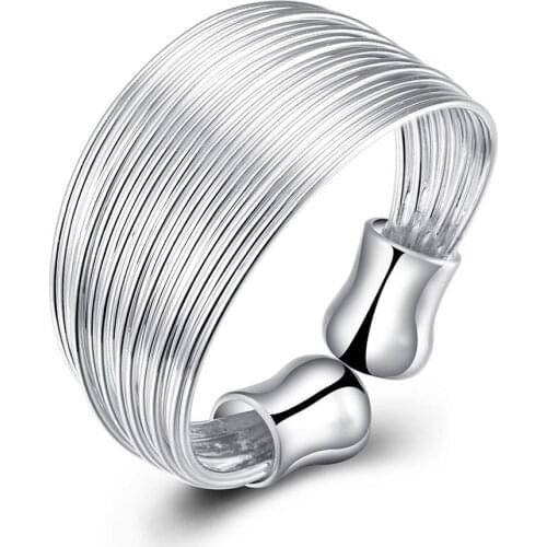 Open multi-line Ring Silver plated color Rings For Women Jewelry jewellery Anel Anillos Aneis Bague Anelli Anillo love gift a75