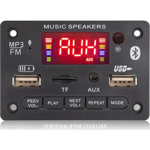 Color screen 12V Bluetooth 5.0 decoder board with call recording power amplifier 2*3W on the left USB rechargeable 5V-2A