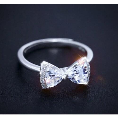 Popular Fashion Sweet Lady Silver Colour Bow Ring Open Ring