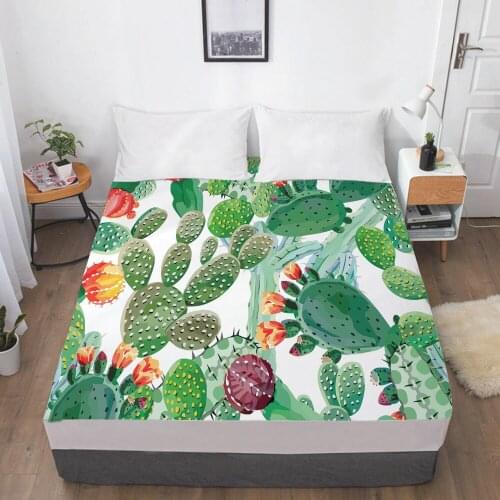 Elastic fitted sheet bed sheet With An Elastic Band 150/180/200/160*200 Mattress Cover Double Bed cover Nordic cactus