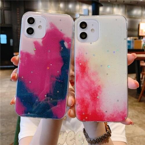 Luxury Gradient Glitter Star Watercolor Case For iPhone 12 11 Pro Max Mini X Xs Xr 7 8 Plus 2020 6 6s Soft TPU Silicone Cover