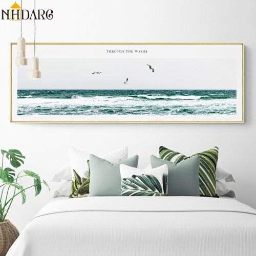 Nordic Through The Waves Banner Seascape Landscape Canvas Print Painting Poster Art Wall Pictures for Living Room Home Decor
