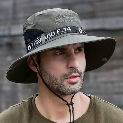 Fishing Hats Men Fashion New Summer Breathable Fisherman Hat Outdoor Climbing Big Brim Sun Sunscreen Fishing Caps Umbrella Uv