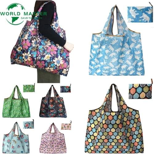 Reusable Shopping Bags Foldable Large Size Shopping Bags Totes Heavy Duty Washable Cloth Grocery Bags Eco-Friendly Ripstop