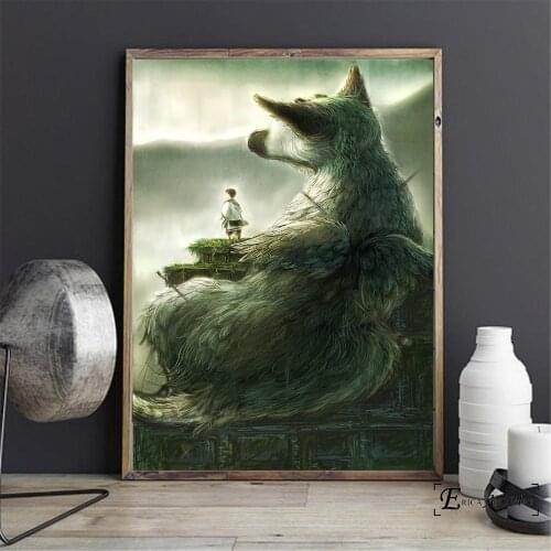 The Last Guardian Hand Painted Vintage Poster Prints Oil Painting On Canvas Wall Art Murals Pictures For Living Room Decoration