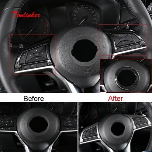 Tonlinker Interior Steering Wheel Panel Cover sticker for Nissan ALTIMA 2019 Car Styling 1/2 PCS Stainless steel Cover sticker
