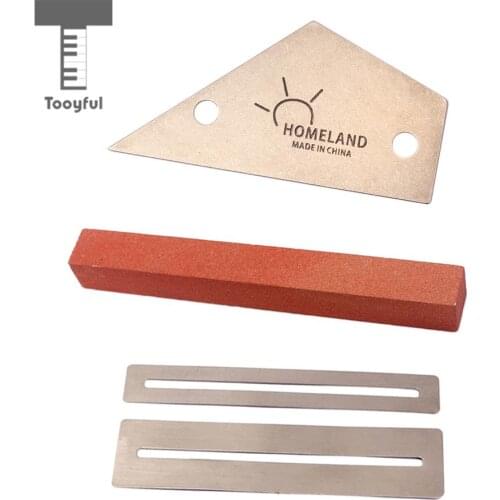 Tooyful Durable 1 Set Fret Rocker+Fretboard Protectors+Sanding Tool for Guitar Bass Mandolin Repair Kits
