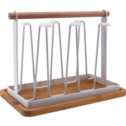 TOP Tabletop Cup Drying Rack Stand with Detachable Tray,Drinking Glass Drainer Stand,with Handle,for Kitchen,Cabinet,Pantry