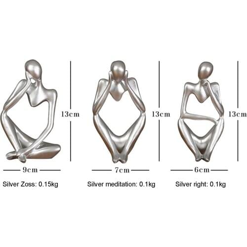 Home Artware, Solid Color Thinker Shaped Figurine Resin Ornament Decorative Statue for Sitting Room Bedroom