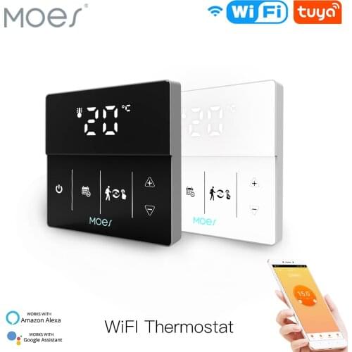 Moes WiFi Smart Thermostat Gas Boiler Water Electric Floor Heating Controller Logo Color Adjustable Tuya Smart App Control