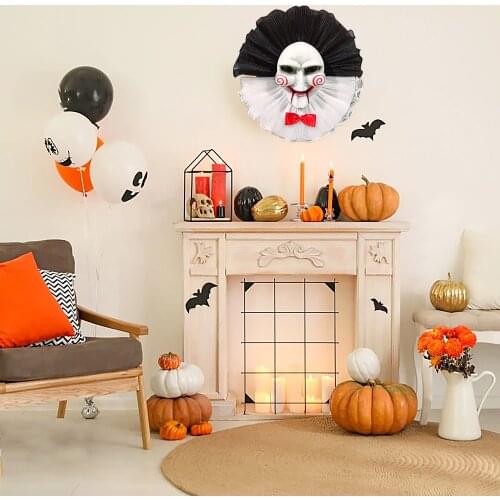 Halloween Clown Wreath Ornament Joker Costume Prop Home Party Masquerade Decor for Wall Front Door Funny Festival Supplies